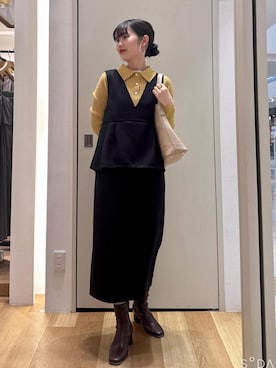 「アイテム（ジャンパースカート）」を使った、kariさん（レディース・162cm）の秋コーディネート