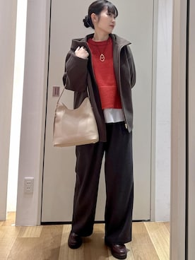 「ROPE' PICNIC（ロペピクニック）のジャージーメルトンシリーズ ジップアップフーデッドコート/無地・チェック/リンクコーデ（ブルゾン）」を使った、kariさん（レディース・162cm）の秋コーディネート