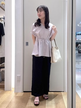 「ROPE' PICNIC（ロペピクニック）のme fit BAG フィットワンショルダーミドルバッグ（ショルダーバッグ、ホワイト系）」を使った、hikariさん（レディース・162cm）の夏コーディネート
