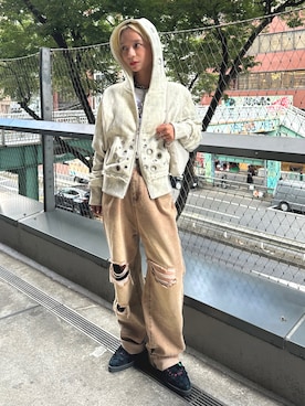 「SYU.HOMME/FEMM（シュウ）のアイテム（シューズ、ブラック系）」を使った、hitomiimaさん（レディース・152cm）の夏コーディネート