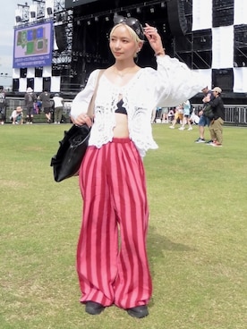 「NE QUITTEZ PAS!（ヌキテパ）のアイテム（パンツ、ピンク系）」を使った、hitomiimaさん（レディース・152cm）の夏コーディネート