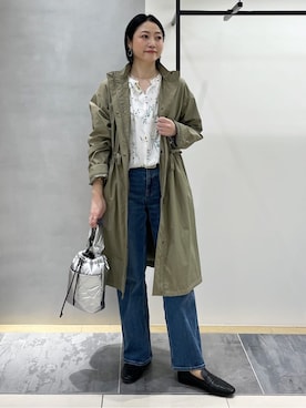 「アイテム（モッズコート、グリーン系）」を使った、shihoさん（レディース・160cm）の春コーディネート