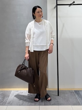 「INDIVI（インディヴィ）の【洗える】レイヤード風レースコンビTシャツ（Tシャツ/カットソー）」を使った、shihoさん（レディース・160cm）の夏コーディネート