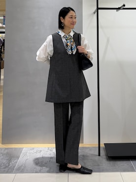 「アイテム（ストール/ショール、ベージュ系）」を使った、shihoさん（レディース・160cm）の夏コーディネート