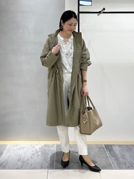 「アイテム（モッズコート、グリーン系）」を使った、shihoさん（レディース・160cm）の春コーディネート