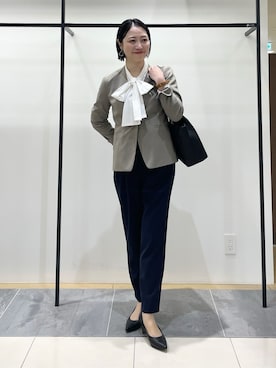「アイテム（スーツジャケット、ブラウン系）」を使った、shihoさん（レディース・160cm）の冬コーディネート
