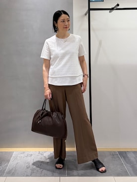 「INDIVI（インディヴィ）の【洗える】レイヤード風レースコンビTシャツ（Tシャツ/カットソー）」を使った、shihoさん（レディース・160cm）の夏コーディネート