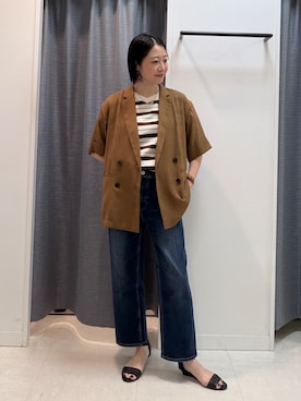 「アイテム（テーラードジャケット、イエロー系）」を使った、shihoさん（レディース・160cm）の夏コーディネート