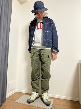 「ミックスコーデ」｜「アイテム（パーカー）」を使った、philさん（メンズ・177cm）の冬コーディネート