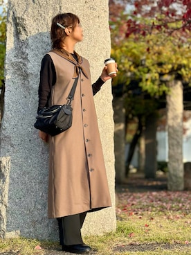 「アイテム（ジャンパースカート）」を使った、youさん（レディース・158cm）の秋コーディネート