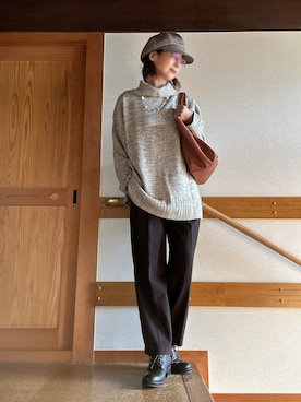 「アイテム（キャスケット）」を使った、youさん（レディース・158cm）の秋コーディネート