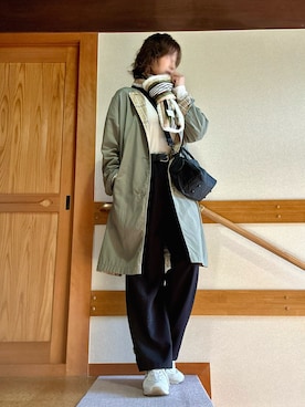 「アイテム（ノーカラージャケット）」を使った、youさん（レディース・158cm）の冬コーディネート