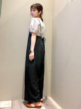 「Green　Parks（グリーンパークス）のアイテム（オールインワン・サロペット）」を使った、chiyokoさん（レディース・157cm）の夏コーディネート