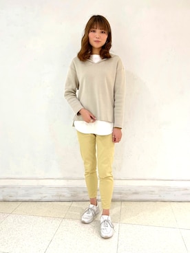 「イエローコーデ」｜「アイテム（その他）」を使った、yumiさん（レディース・165cm）の冬コーディネート