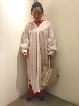 「SENSE OF PLACE by URBAN RESEARCH(センスオブプレイスバイアーバンリサーチ)のアイテム(ワンピース、ホワイト系)」を使った、kyoka522さん(レディース・150cm)の冬コーディネート