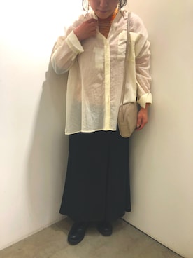 「SENSE OF PLACE by URBAN RESEARCH(センスオブプレイスバイアーバンリサーチ)のアイテム(シャツ/ブラウス、ホワイト系)」を使った、kyoka522さん(レディース・150cm)の春コーディネート