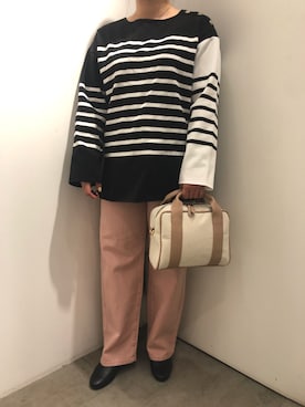 「SENSE OF PLACE by URBAN RESEARCH(センスオブプレイスバイアーバンリサーチ)のアイテム(ニット/セーター、ブラック系)」を使った、kyoka522さん(レディース・150cm)の冬コーディネート