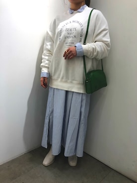 「SENSE OF PLACE by URBAN RESEARCH(センスオブプレイスバイアーバンリサーチ)のアイテム(ニット/セーター、ホワイト系)」を使った、kyoka522さん(レディース・150cm)の冬コーディネート