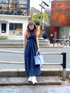 「ARMANI EXCHANGE（アルマーニエクスチェンジ）の【A|X アルマーニ エクスチェンジ】ボリュームソール　レースアップスニーカー（スニーカー、ホワイト系）」を使った、Fuji☺︎Kさん（レディース・154cm）の春コーディネート