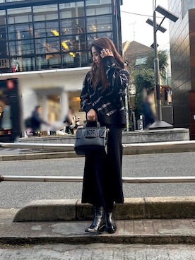「ロゴニット」｜「アイテム（ワンピース/ドレス）」を使った、Fuji☺︎Kさん（レディース・154cm）の冬コーディネート