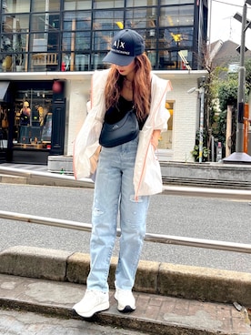 「春服デビュー宣言」｜「アイテム（ナイロンジャケット）」を使った、Fuji☺︎Kさん（レディース・154cm）の春コーディネート