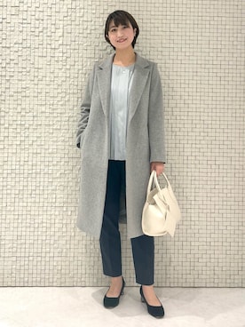 「インディヴィ」｜「アイテム（チェスターコート）」を使った、yukiさん（レディース・164cm）の冬コーディネート