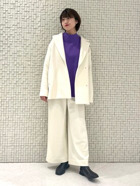 「アイテム（ステンカラーコート）」を使った、yukiさん（レディース・164cm）の冬コーディネート