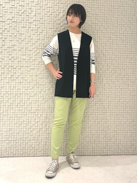 「ジレ」｜「アイテム（ブルゾン）」を使った、yukiさん（レディース・164cm）の春コーディネート