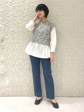 「アイテム（スーツパンツ）」を使った、yukiさん（レディース・164cm）の春コーディネート
