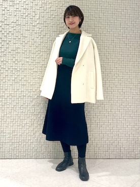 「アイテム（ステンカラーコート）」を使った、yukiさん（レディース・164cm）の冬コーディネート
