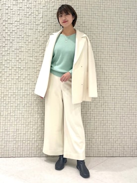 「アイテム（ステンカラーコート）」を使った、yukiさん（レディース・164cm）の冬コーディネート