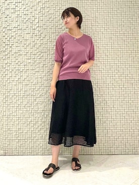 「パープル×黒」｜「アイテム（スカート）」を使った、yukiさん（レディース・164cm）の夏コーディネート
