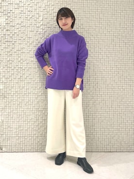 「アイテム（ステンカラーコート）」を使った、yukiさん（レディース・164cm）の冬コーディネート