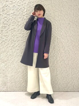 「アイテム（ステンカラーコート）」を使った、yukiさん（レディース・164cm）の冬コーディネート