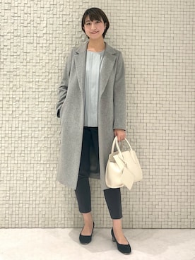 「インディヴィ」｜「アイテム（チェスターコート）」を使った、yukiさん（レディース・164cm）の冬コーディネート