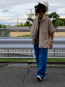 「CALEE（キャリー）のアイテム（帽子）」を使った、naoさん（メンズ・174cm）の夏コーディネート