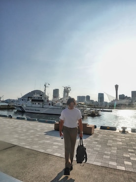 「アイテム（スラックス）」を使った、35才のイヤイヤ期さん（メンズ・171cm・30代）の夏コーディネート