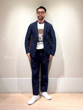 「アイテム（パンツ）」を使った、Mashio_TOMORROWLANDさん（メンズ・175cm）の夏コーディネート