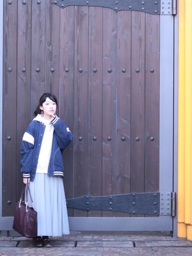「HOOK（フック）のアイテム（ブルゾン）」を使った、ともみ໒꒱歌う人さん（レディース・154cm）の冬コーディネート