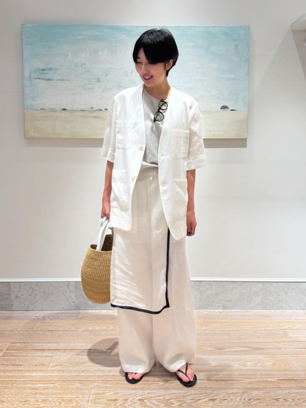 □リブコンビフレンチリネン ハーフスリーブジャケットを使った人気