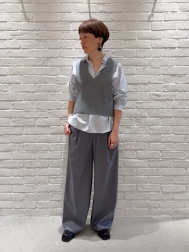 「GALERIE VIE（ギャルリー ヴィー）のミラノリブ 2-wayベスト（ベスト、グレー系）」を使った、TOMORROWLAND_kimuraさん（レディース・161cm）の春コーディネート