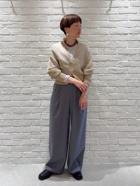 「GALERIE VIE（ギャルリー ヴィー）のオープンワークコットン ジップアップカーディガン（カーディガン/ボレロ、ベージュ系）」を使った、TOMORROWLAND_kimuraさん（レディース・161cm）の春コーディネート