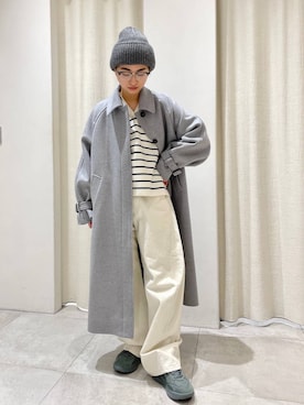 「ベーシック/シンプル」｜「アイテム（ステンカラーコート）」を使った、のんさん（レディース・162cm）の冬コーディネート