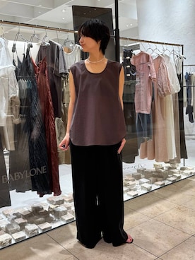 「BABYLONE（バビロン）のソリッドチョーカー（チョーカー、シルバー系）」を使った、のんさん（レディース・162cm）の夏コーディネート