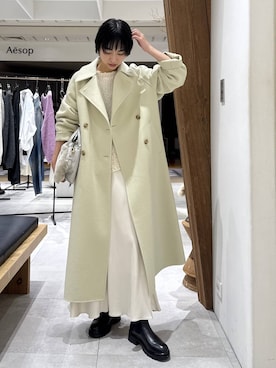 「BABYLONE（バビロン）のサイドゴアレザーブーツ（ブーツ）」を使った、のんさん（レディース・162cm）の秋コーディネート