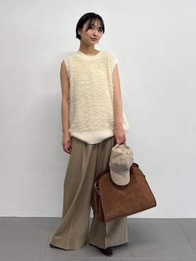 「アイテム（つなぎ/オールインワン、ベージュ系）」を使った、のんさん（レディース・162cm）の夏コーディネート