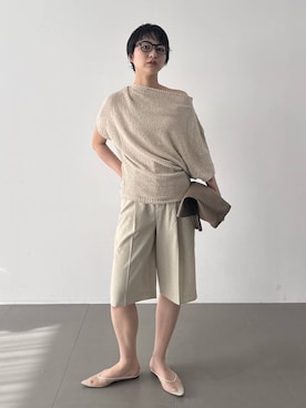 「BABYLONE（バビロン）のニュアンスドレープニット（ニット/セーター、ベージュ系）」を使った、のんさん（レディース・162cm）の春コーディネート