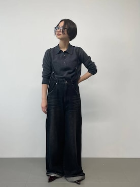 BABY LONE サス付きハイウエストデニムパンツ