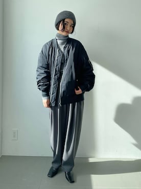 「ベーシック/シンプル」｜「アイテム（MA-1）」を使った、のんさん（レディース・162cm）の秋コーディネート