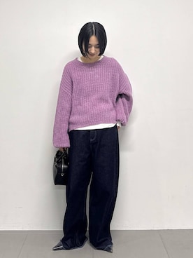 「BABYLONE（バビロン）のカラーネップニット（ニット/セーター）」を使った、のんさん（レディース・162cm）の秋コーディネート